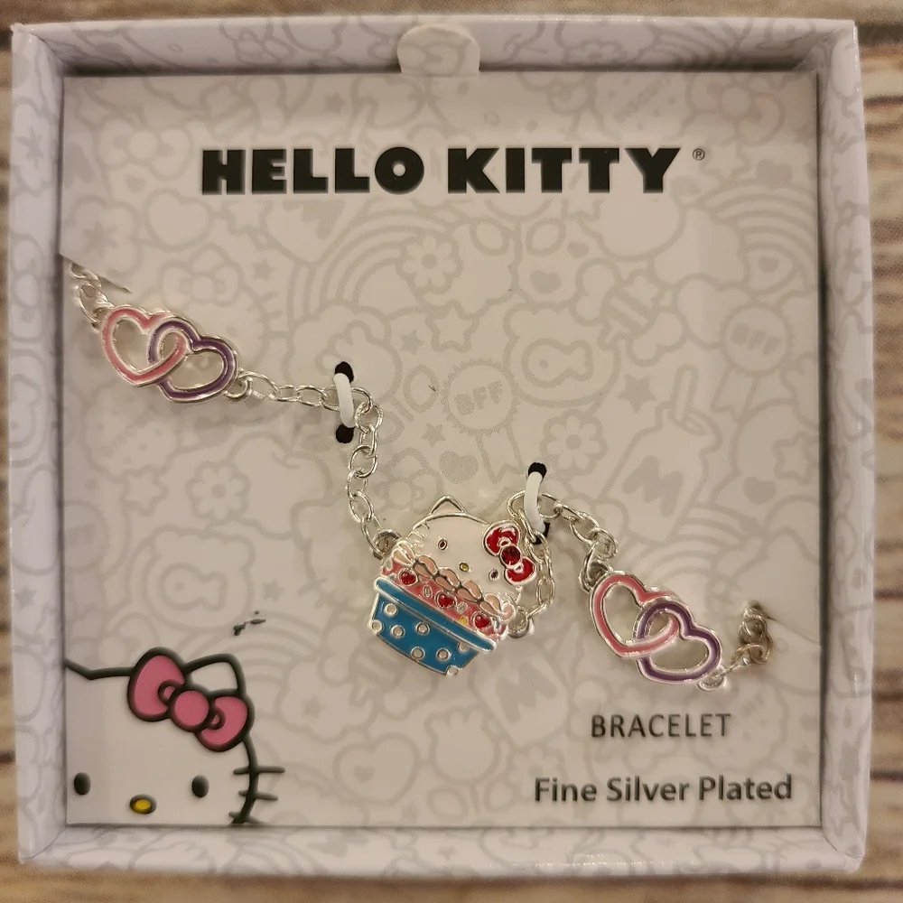 Hello Kitty Cupcake Silver Plated Bracelet